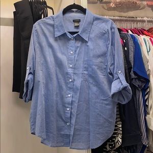 Rolled sleeve light weight cotton blouse